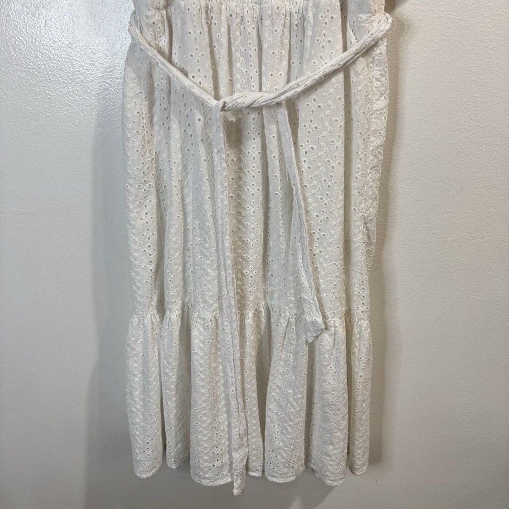 Draper James RSVP Dress L White Eyelet Lace Midi Square Coquette Cottage - Picture 7 of 11